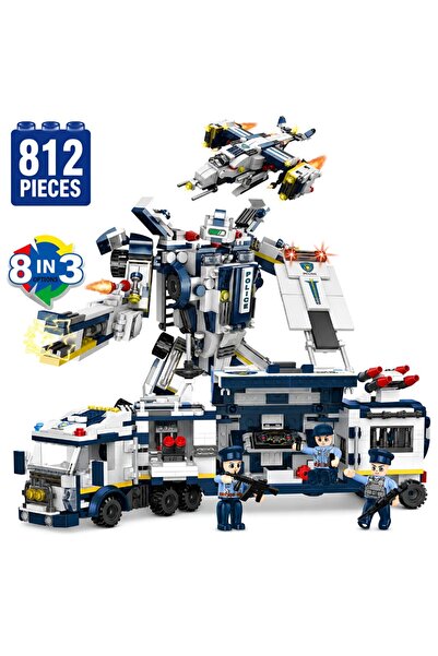 Minibric Set de Constructie Piese Tip Blocuri Construit 812 Piese 8in3 Police...