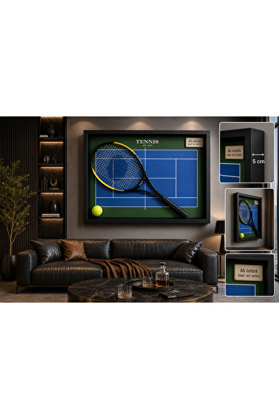 ISF MARKT İsme Özel Tenis Tablosu 70x50 cm | 5 cm Derin Çerçeveli El Yapımı P...
