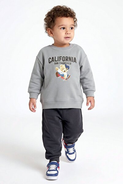 Dmb Skateboard Teddy Bear Printed 2-Piece Baby Boy Tracksuit Set
