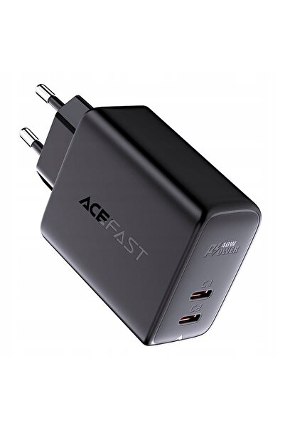 NO BRAND Încărcător de rețea 2x USB-C 40 W PPS PD QC 3.0 AFC FCP, negru
