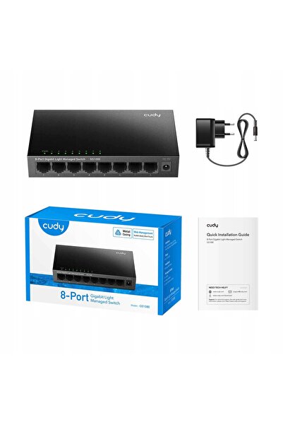 cudy Switch gestionat GS108E, 8 porturi Gigabit Ethernet, carcasă metalică