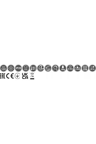 GTV Bandă LED COB 12V, 480 LED-uri/m, 8mm, 10W/m, fără gel, alb rece, cablu 2x1m