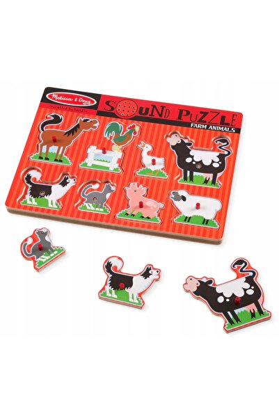 Melissa & Doug MELISSA&DOUG PUZZLE SONOR DIN LEMN CU ANIMALE DE LA FERMA, 8 P...