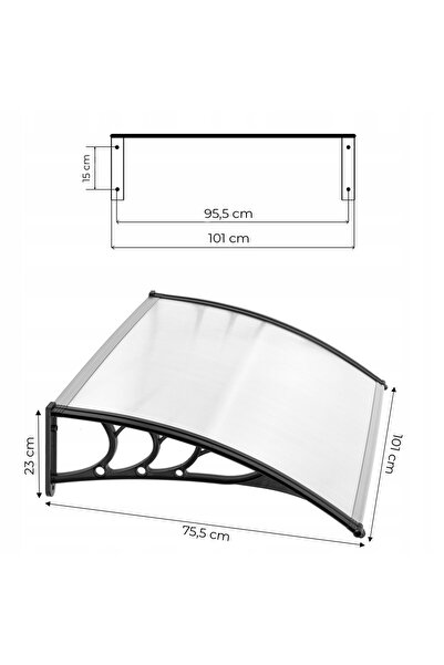 NO BRAND Copertină de ușă 100x80 cm, acoperitoare din policarbonat 100x80 cm