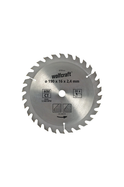 Wolfcraft 6736000 Pânză de ferăstrău circular 190x30mm 30 dinți pentru tăieri...