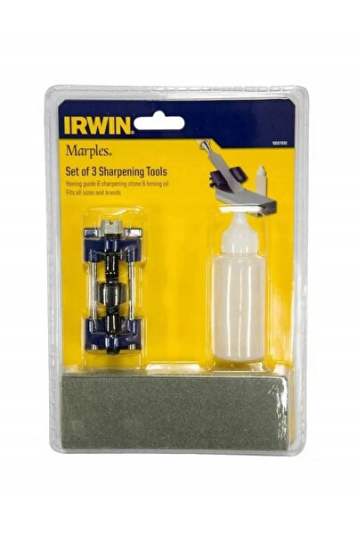Irwin Kit de ascuțire pentru dălți, 3 piese, ghidaj pentru ascuțire, ungător.