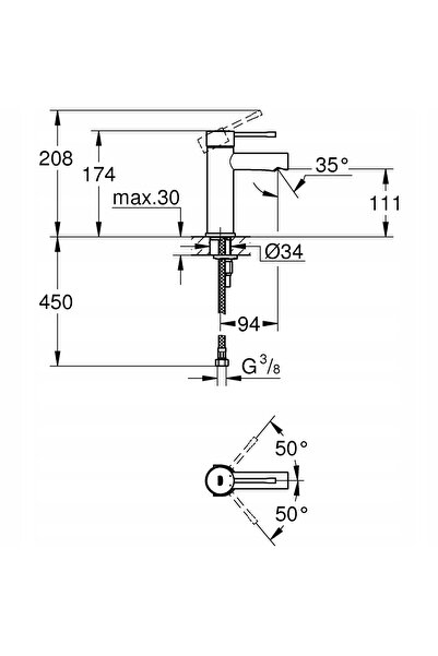 Grohe ESSENCE Baterie lavoar cromată, pe picior