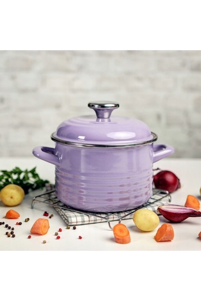 NO BRAND OALĂ TRADIȚIONALĂ PENTRU SUPĂ, 4 L, 20 CM, METALAC, VIOLET, EMAILATĂ...