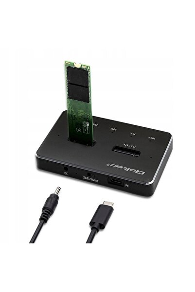 Qoltec Stație de andocare pentru discuri SSD M.2 NVMe SATA USB-C DUAL 2x2 TB