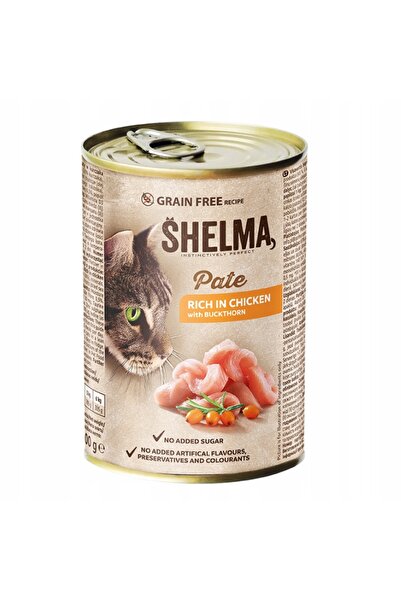 NO BRAND SHELMA Pate de pui cu rokitniki hrană pentru pisici 12 x 400 g