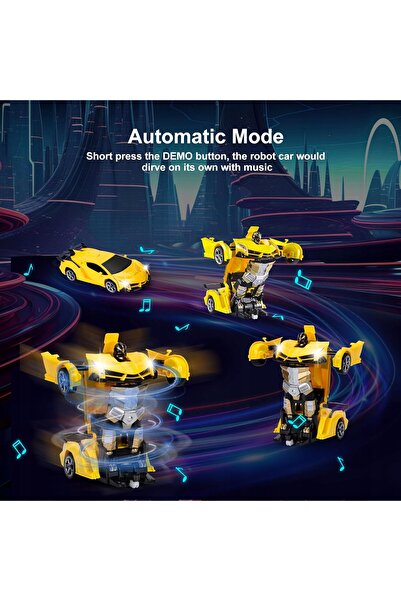 RC ROBOT TRANSFORMER CONTROLAT PRIN GESTURI LED MUZICĂ SUNET CULOARE GALBENĂ ...