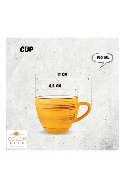 NO BRAND Cana de cafea din porțelan 190 ml Wilmax GALBEN 6 bucăți
