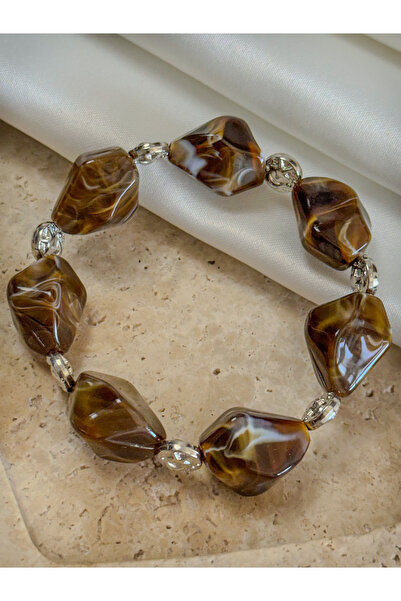 Dore Collection Amorphous Rock Cut Natural Stone Unisex Bracelet with Silver ...