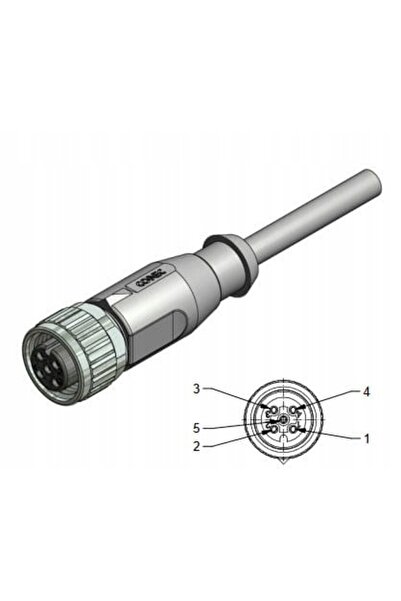 NO BRAND Conector mamă drept M12 cu 5 pini, cablu 2m (43-10040)