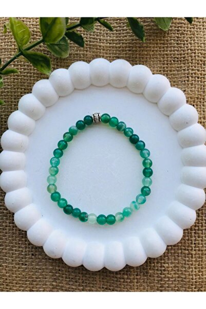 Luba Both Bracelet and Prayer Beads, 33 Pieces, 6 mm Green Agate Natural Ston...