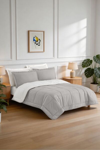 Menderes Home La Notte Ranforce Solid Colors Ecru Double Bed Set 195X215 + 16...