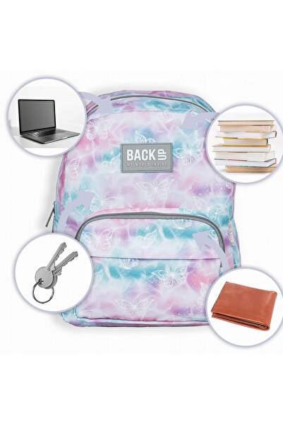 Back Up Rucsac școlar pentru fete cu fluturi pastel. Confortabil.