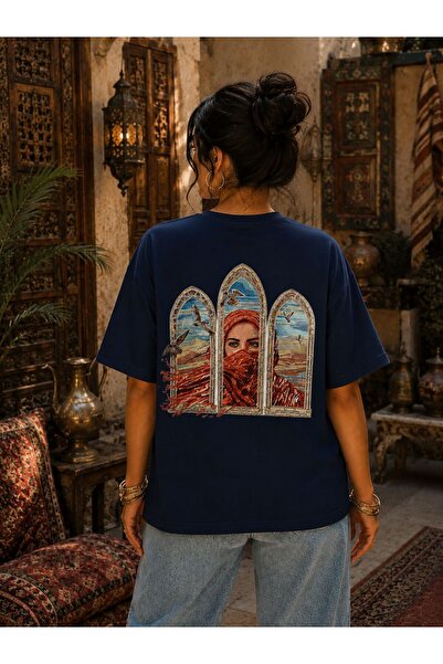 ZAVIXO Unisex Oversize Oriental Art Printed Premium Cotton T-Shirt – Vintage ...