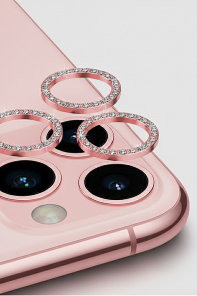 İPhone 11 Pro - 11 Pro Max - 12 Pro Uyumlu Taşlı Kamera Lens Koruyucu