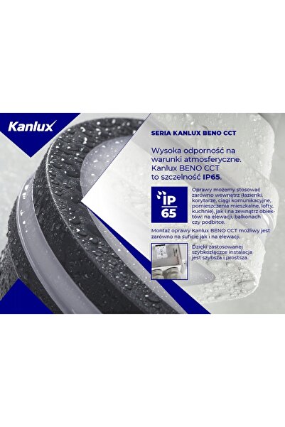 KANLUX Plafonieră LED Ermetică BENO 24-30W CCT Senzor de Mișcare Grafit