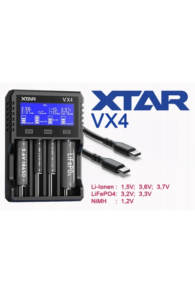 XTAR VX4 ÎNCĂRCĂTOR DE BATERIE. LI-ON 1,5 V/3,6 V/3,7 V LIFEPO4 3,2 V NI-MH 1...