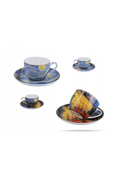 NO BRAND Set de cești de cafea 2 bucăți cu farfurioare, V.van Gogh, cutie cadou