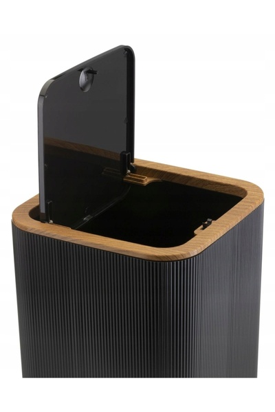 HowHomely SET DE BAIE 5 piese Crystal KOMPLET pentru WC, coș din lemn negru, ...
