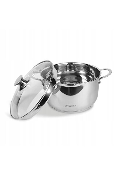 Maestro Oală din oțel inoxidabil cu capac pentru inducție și gaz 24cm 5.0L MR...