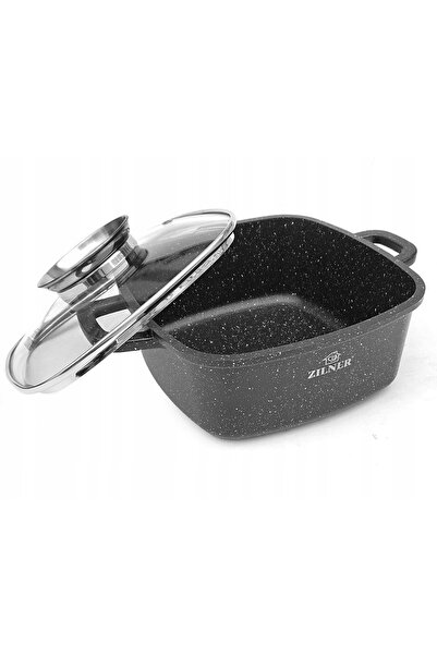 ZILNER Oală solidă 28cm 6.5L brytfanna pătrată din piatră