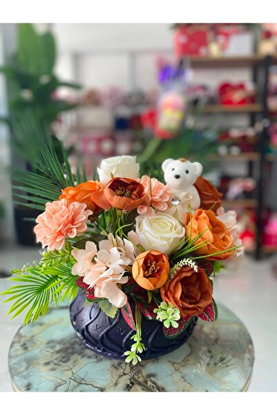 Destina Tasarım Baby Birth Gift Artificial Flower in Vase
