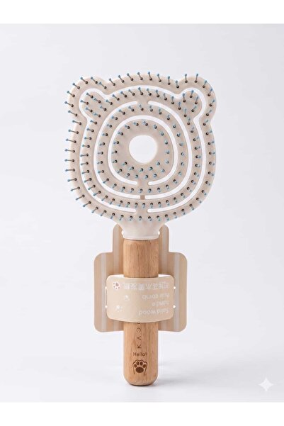 Lama Store Cat-Shaped Comb with Bamboo Wooden Handle and Massage Effect