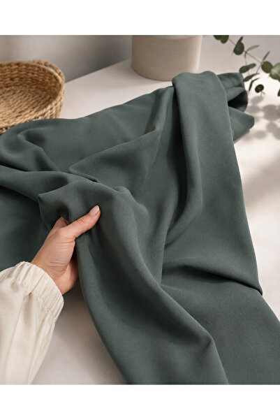 Çelikler Tekstil Çelikler Kumaş Füme Adaçayı Rabia Krep Kumaş En 150 cm
