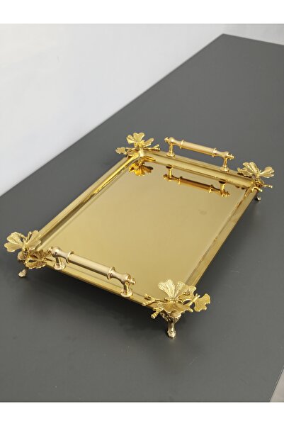 PARILTI HOME COLLECTİON Figured, Metal-Handled, Stainless Steel Rectangular T...
