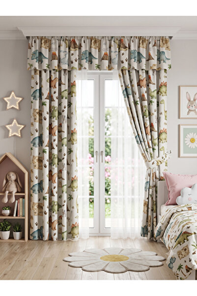 TOLLY PAW Baby & Kids Curtain Colored 2-Wing Cornice Short Background Curtain...