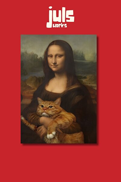 Mona Lisa ve Kedi Poster Tablo Modern Koleksiyon Duvar Sanatı No:068