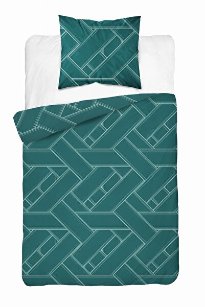 Detexpol Lenjerie de pat din satin 140x200 Verde geometric