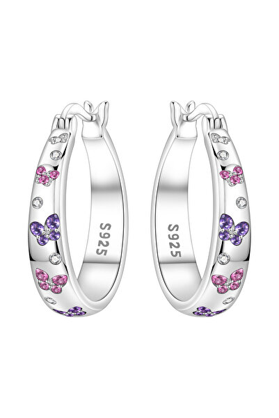 Choice OTE4330 CYCUFF S925 Sterling Silver Pink Purple Butterfly Insect Earri...