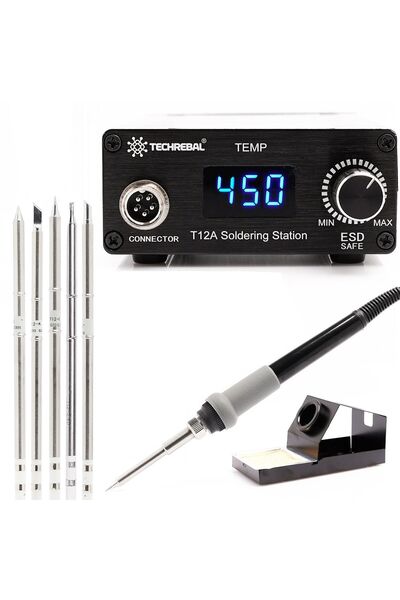 TECHREBAL Stație de lipit T12A 75W + vârfuri (t12-dl32, t12-jl02, t12-k, t12-...