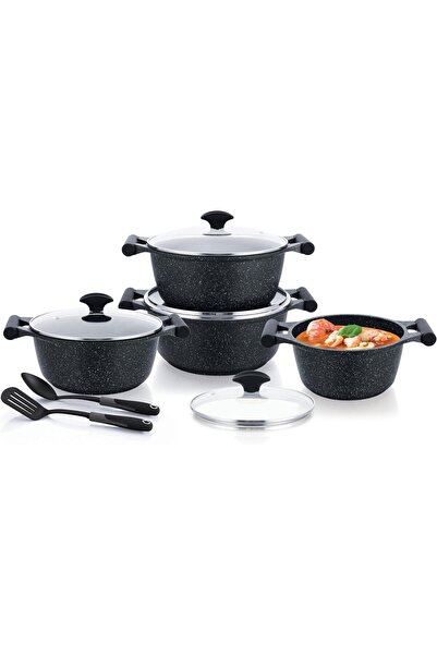 Prestige Essential 10 pcs Cookware Sets | Granite Stone Pots and Pans Set | G...