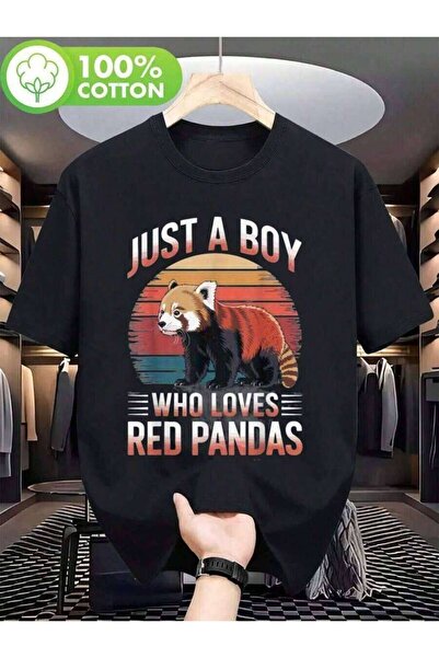 21JNRY Just A Panda-Shirt Funny Graphic Tee With Slogan Soft Breathable Crewn...