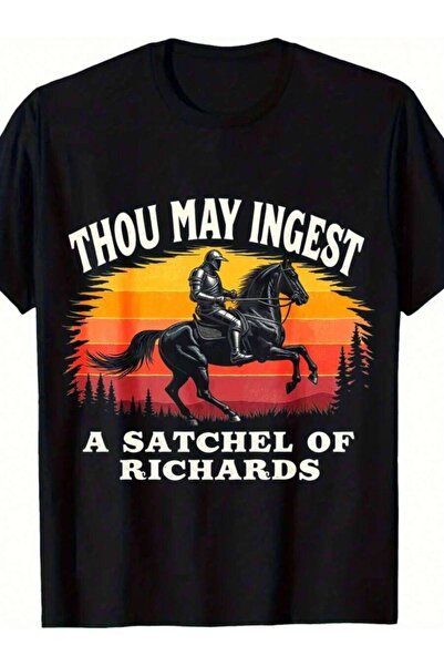 NOURAM Men'S Round Neck Short-Sleeved T-Shirt Featuring An Equestrian Riding ...