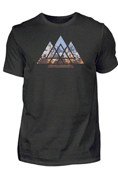 NOURAM Men's T-Shirt Mountains, Geometric Pattern, Hiking Men, Graphic, Cool ...