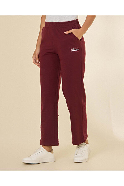 REDTAG Women Burgundy Straight Fit Jog Pants