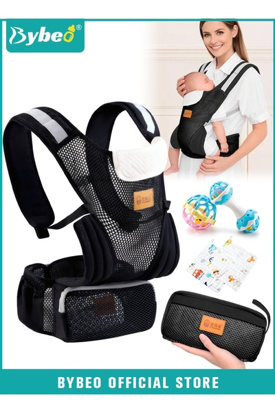 BYBEO Baby Carrier, Baby Wraps Carrier with 2 Bibs and 2 Rattle Toys Set, Erg...