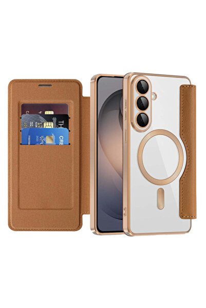 Techsuit Husă pentru Samsung Galaxy S26, SmartMag Book Case, albastru - maro