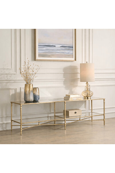 UTTERMOST وحدة تلفزيون هينزلر 200 واط × 56 ارتفاع × 48 عمق بلون الشمبانيا مع ...