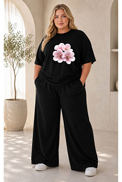 Pink Sky Women's Plus Size Premium Oversize Cotton 2-Piece Tracksuit Set Casu...