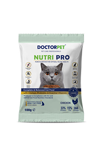 Doctor Pet Nutri Pro Adult Dry Cat Food with Chicken 100g - Probiotics & Esse...