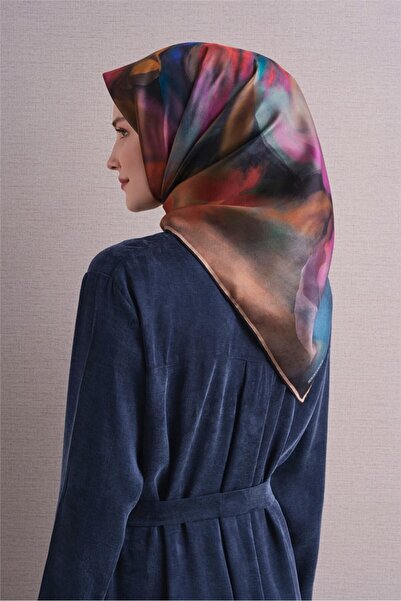 Armine Twill Silk Scarf Black, Fuchsia, Petrol Green