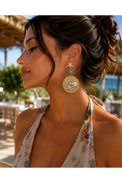 Generic Brand Sea-Themed Handmade Straw Earrings – Summer Bohemian Women's Ea...